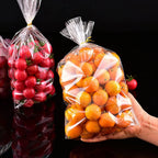 100/200 Pieces of Cellophane Packaging Processing Bag Transparent Flat with Color Tie Wire for Gift Packaging, Bakery, Candy