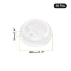 50 Count Disposable Coffee Cups Lids 80Mm Plastic Lids for 8OZ Coffee Cups Suitable for Cold and Hot Drinks Milk Tea White Black