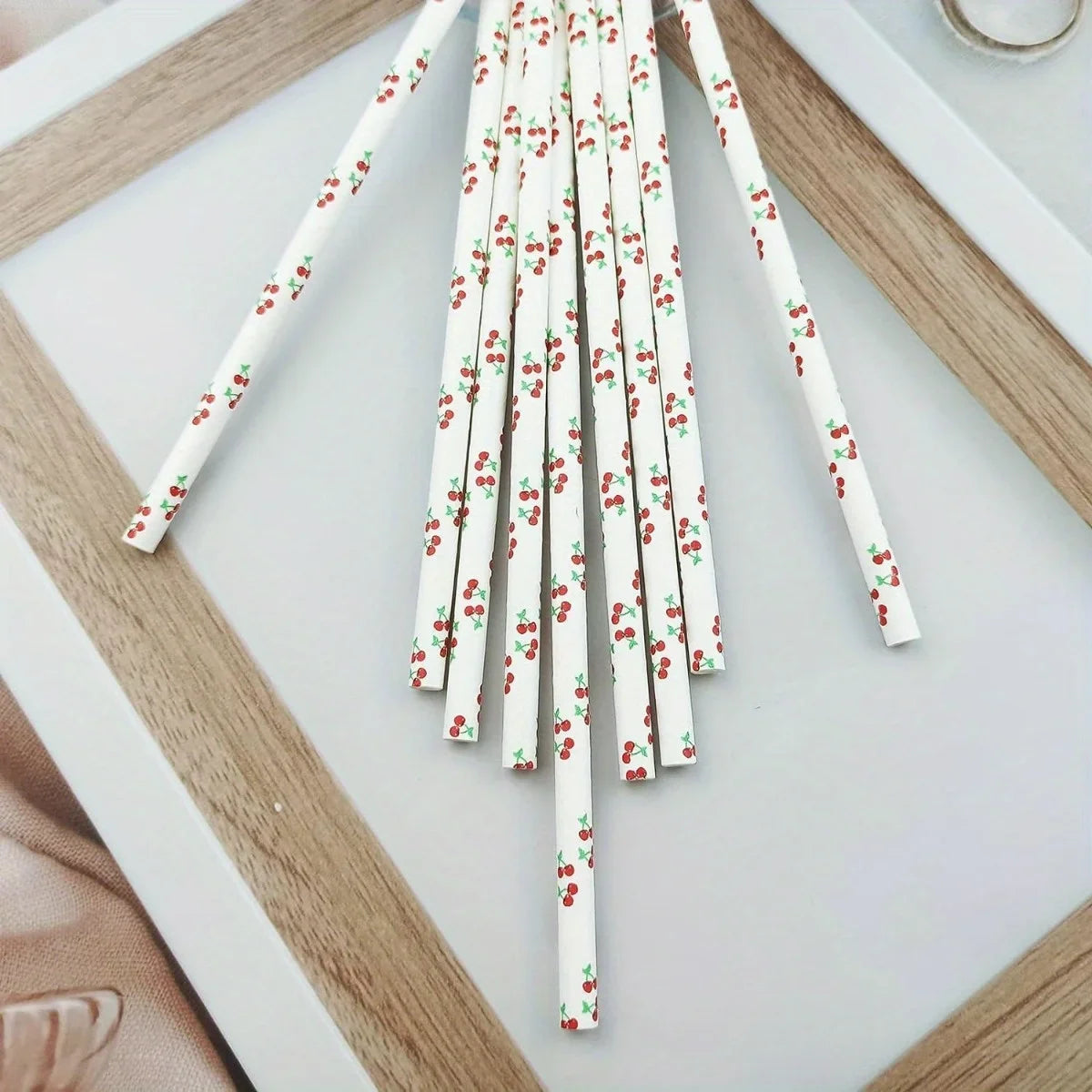 25Pcs Colorful Disposable Paper Straws Pink Cherry Drinking Straws Juice Birthday Wedding Party Decor Supplies Baby Shower