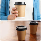 50 Count Disposable Coffee Cups Lids 80Mm Plastic Lids for 8OZ Coffee Cups Suitable for Cold and Hot Drinks Milk Tea White Black