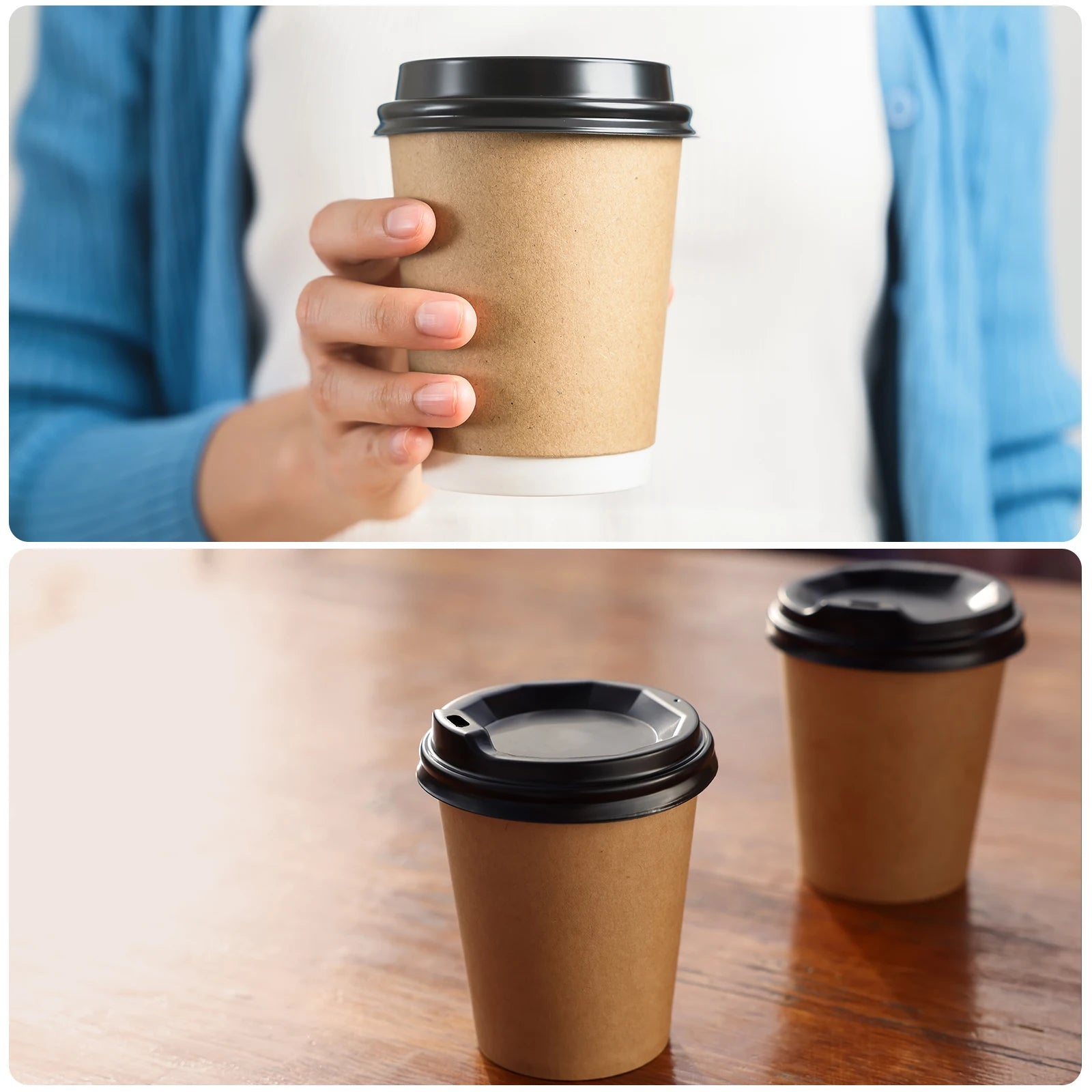 50 Count Disposable Coffee Cups Lids 80Mm Plastic Lids for 8OZ Coffee Cups Suitable for Cold and Hot Drinks Milk Tea White Black