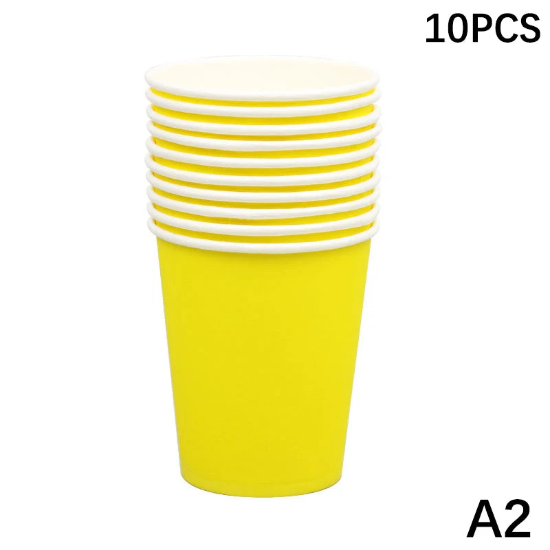 10PCS 9Oz/250Ml Solid Color Thick Paper Cup Disposable Cup Wedding Birthday Party Disposable Tableware Disposable Paper Cup Set