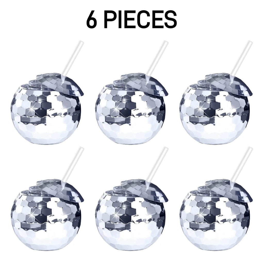 6-24PCS Disco Ball Cups Birthday Party Cups Beverage Cocktail Cup Wedding Bachelorette Party Favors Disco Party Decorations 18Oz