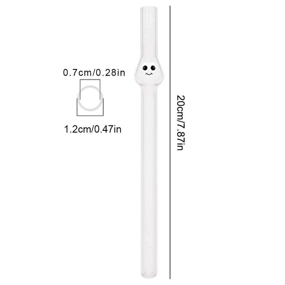 1Ps Reusable High Borosilicate Glass Straw Wide 12Mm Pearl Milkshake Bubble Tea Straw with 1Pc Brush Bar Accessories