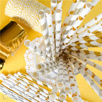 25Pcs Metallic Gold Heart Star Foil Stripe Paper Straws Silver Chevron Wedding Party Decor