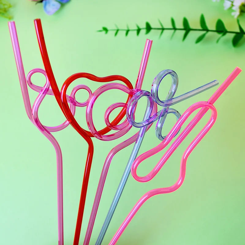 6/8/12/15Pcs a Variety of Fun, Reusable Spiral Straws, Perfect for Birthday Parties, Bars, and Weddings