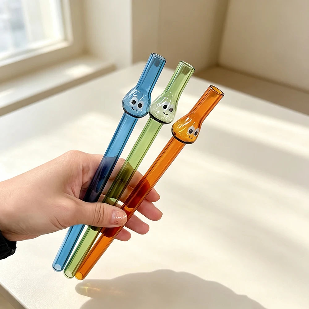 1Ps Reusable High Borosilicate Glass Straw Wide 12Mm Pearl Milkshake Bubble Tea Straw with 1Pc Brush Bar Accessories