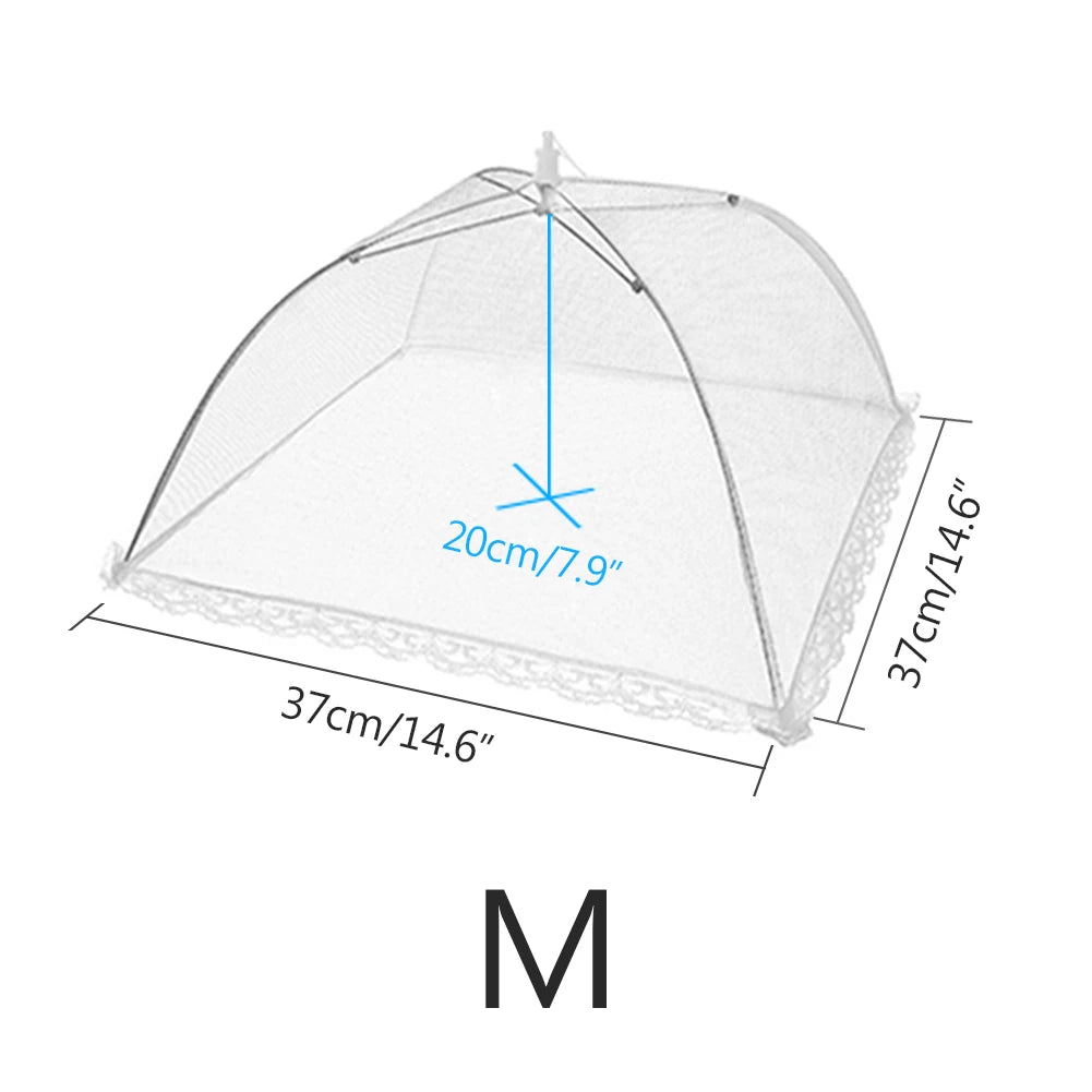 Kitchen Foldable Food Mesh Cover Anti-Fly Umbrella Tent Cover Vegetable Fruit Breathable Insect-Proof Lid Food Protection Gadget