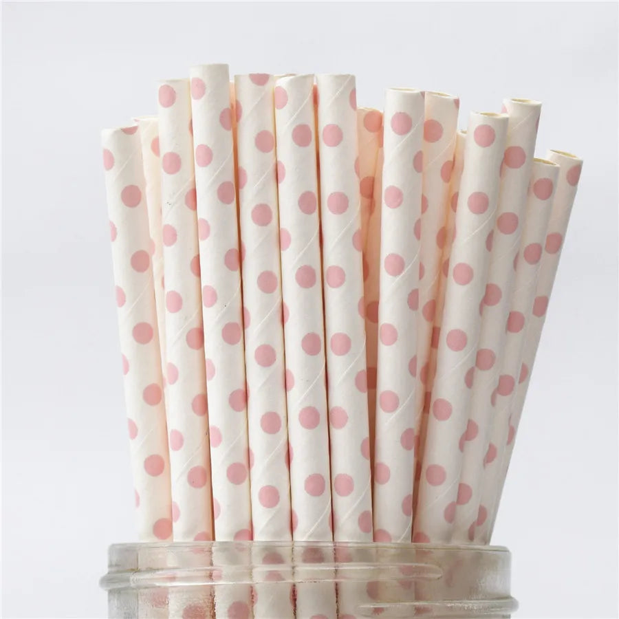 25Pcs Metallic Gold Heart Star Foil Stripe Paper Straws Silver Chevron Wedding Party Decor