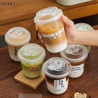 10Pcs Transparent Coffee Cups with Lids U-Shaped Disposable Cups for Hot Drink Milk Tea Takeaway Beverage Cups〔Cc11〕
