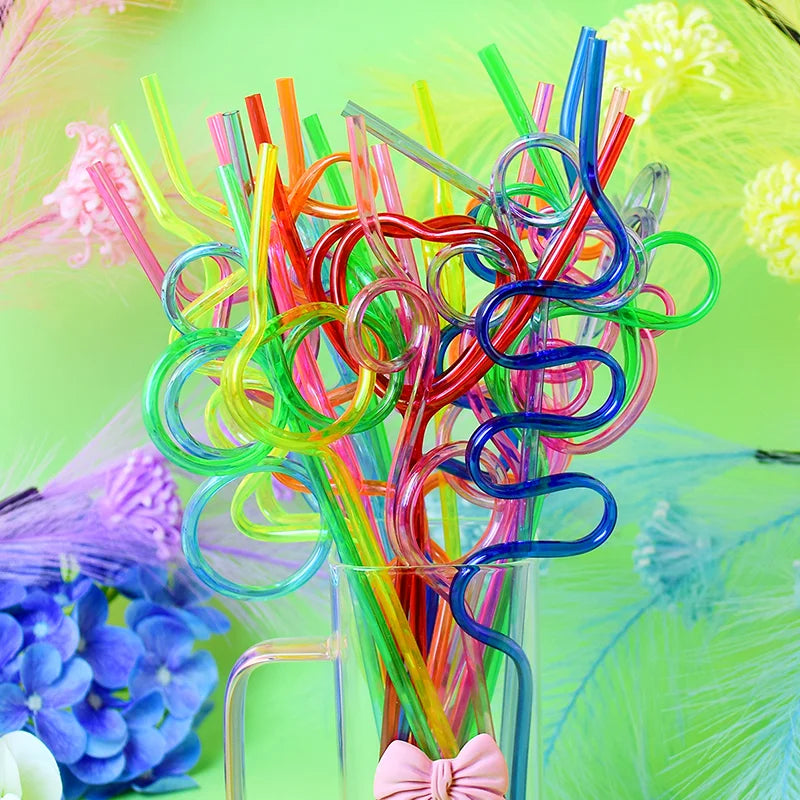 6/8/12/15Pcs a Variety of Fun, Reusable Spiral Straws, Perfect for Birthday Parties, Bars, and Weddings