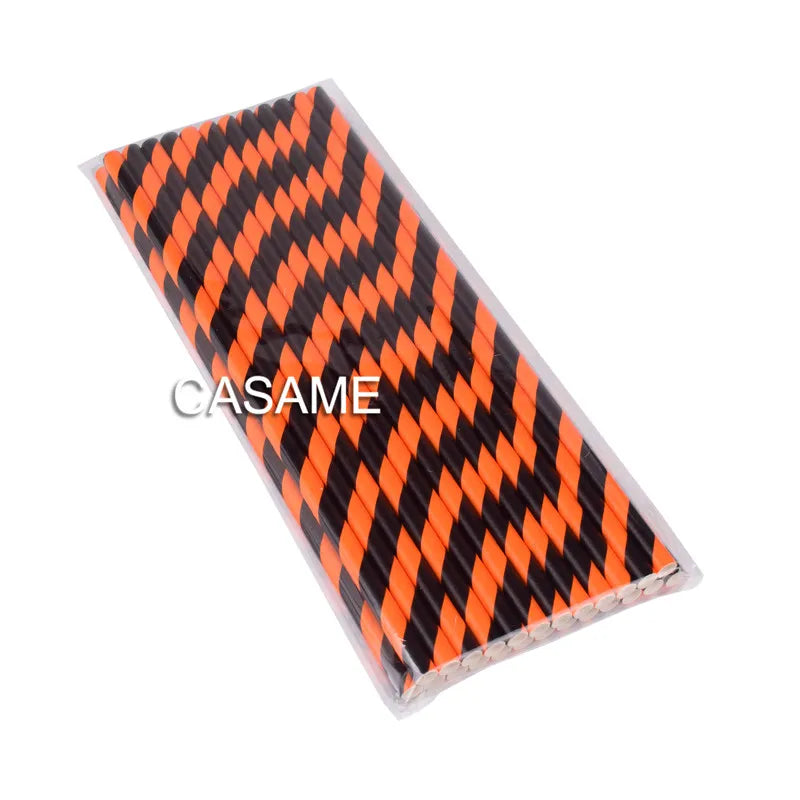 25Pcs Metallic Gold Heart Star Foil Stripe Paper Straws Silver Chevron Wedding Party Decor