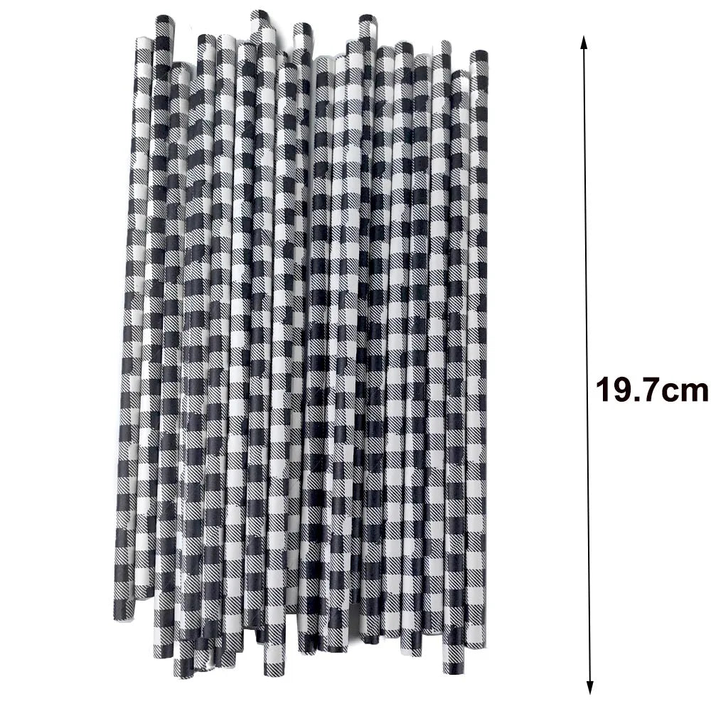 50Pcs Christmas Paper Straws Christmas Tree Elk Snowflakes Striped Straws Disposable Biodegradable Drinking Straws Xmas Supplies