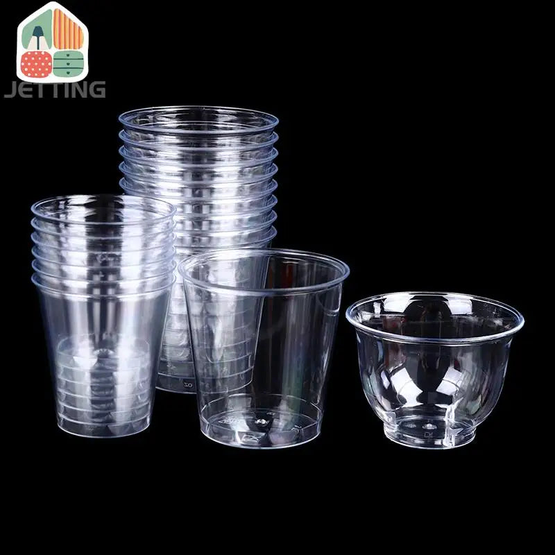 30-50Pcs Clear Plastic Disposable Cups Party Shot Cup Tumblers Wine Tea Coffee Cup Jelly Ice Cream Cups Birthday Ice Cream Cup