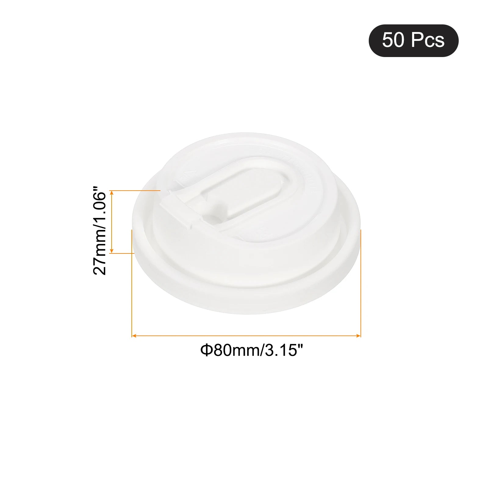 50 Count Disposable Coffee Cups Lids 80Mm Plastic Lids for 8OZ Coffee Cups Suitable for Cold and Hot Drinks Milk Tea White Black