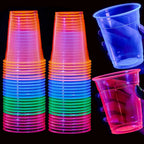 20-200Pcs 12Oz Neon Solid Color Disposable Plastic Cup Pink, Orange, Blue, Green Ice Coffee Cup Clear Plastic Cup Glow in the UV