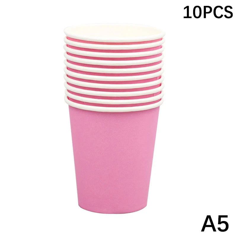 10PCS 9Oz/250Ml Solid Color Thick Paper Cup Disposable Cup Wedding Birthday Party Disposable Tableware Disposable Paper Cup Set