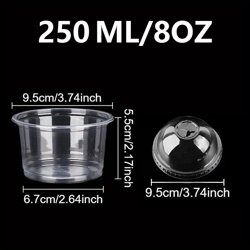 50PCS Disposable Dessert Cups with Lids Ice Cream Cup for Baking Wedding Party Festival Supplies Jelly Yogurt Plastic Cup
