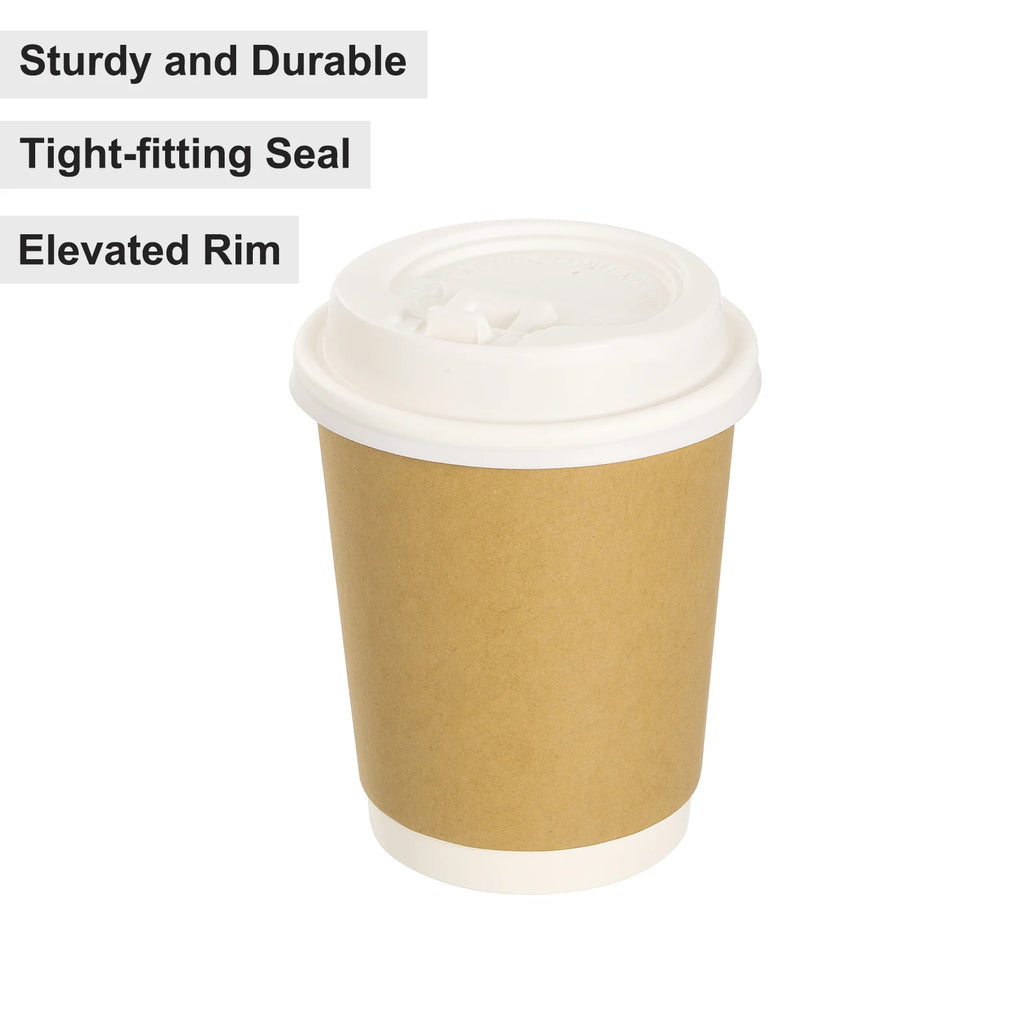 50 Count Disposable Coffee Cups Lids 80Mm Plastic Lids for 8OZ Coffee Cups Suitable for Cold and Hot Drinks Milk Tea White Black