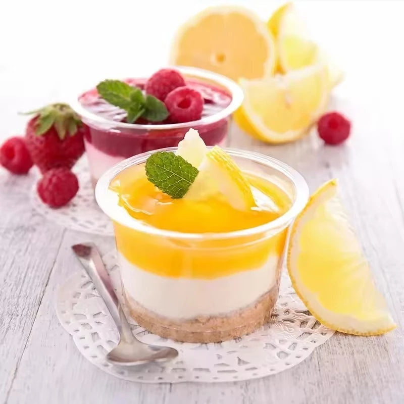 50PCS Disposable Dessert Cups with Lids Ice Cream Cup for Baking Wedding Party Festival Supplies Jelly Yogurt Plastic Cup