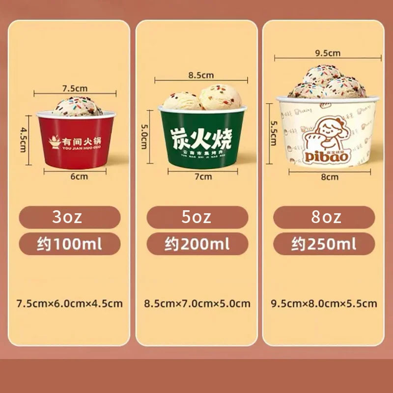 Customized Ice Cream Cups, Paper Bowls, Paper Cups, Printed Logos