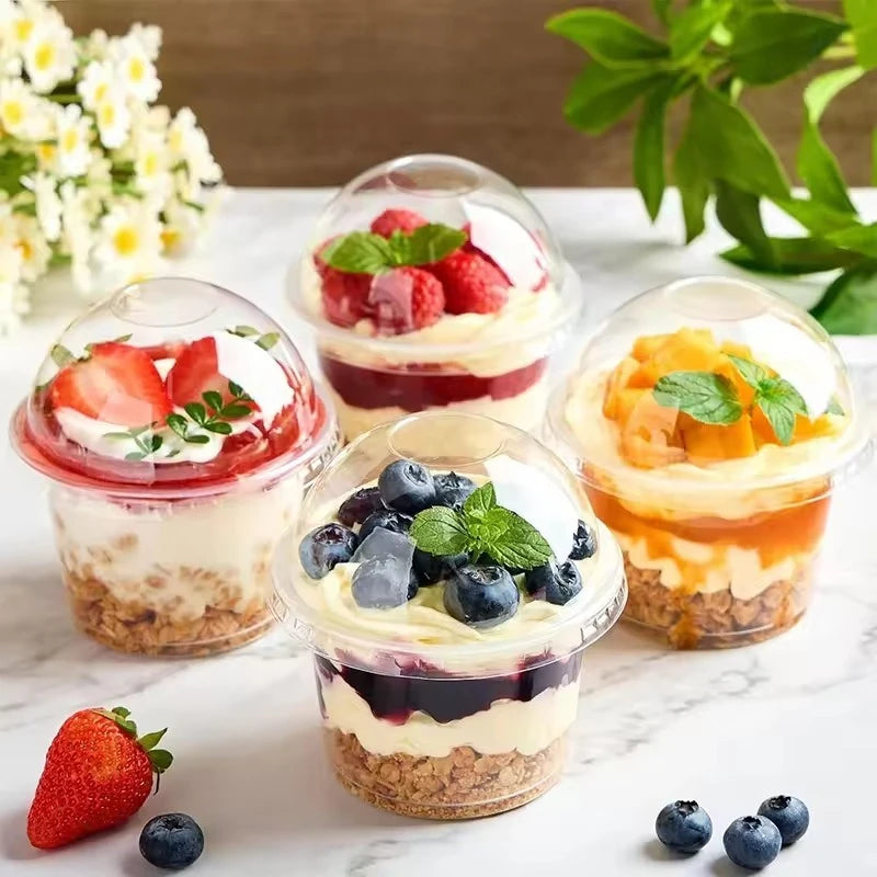 50PCS Disposable Dessert Cups with Lids Ice Cream Cup for Baking Wedding Party Festival Supplies Jelly Yogurt Plastic Cup