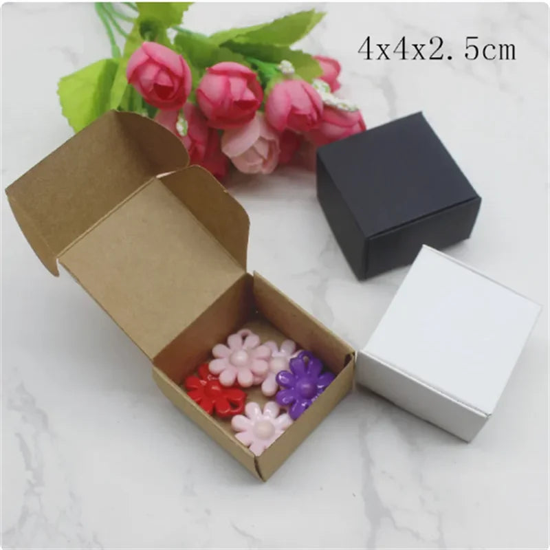 10Pcs Handmade Gift Packaging with Multiple Sizes, White Kraft Paper, Black Box, Christmas Packaging, Packaging Box