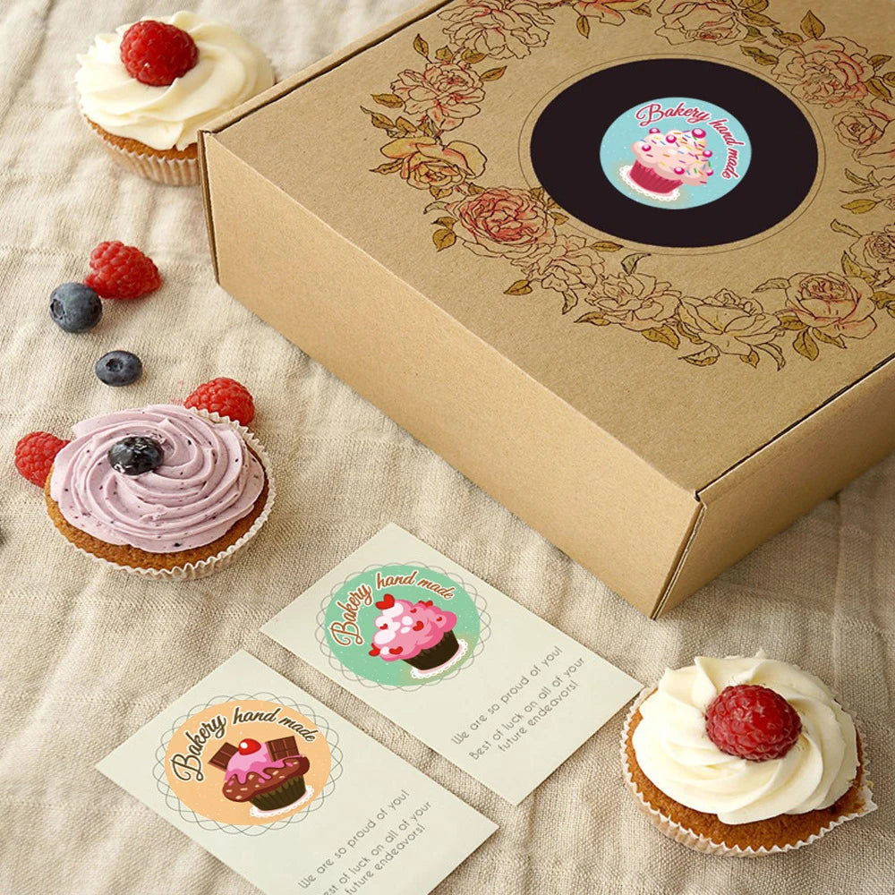 50-500Pcs 1Inch Cute Cake Baking Handmade Stickers Party Gift Wrapping Thank You DIY Decoration Label