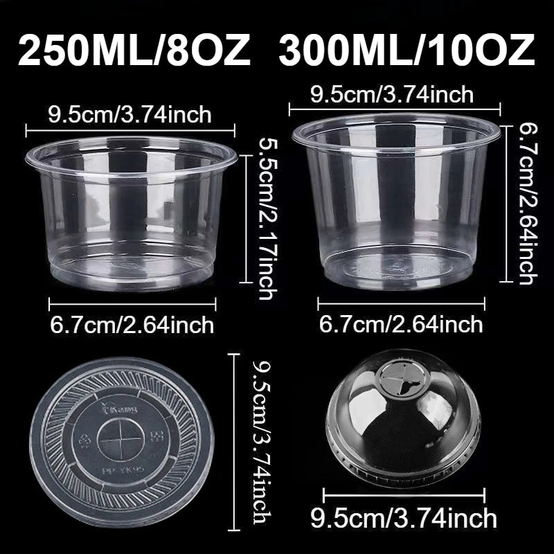 50PCS Disposable Dessert Cups with Lids Ice Cream Cup for Baking Wedding Party Festival Supplies Jelly Yogurt Plastic Cup
