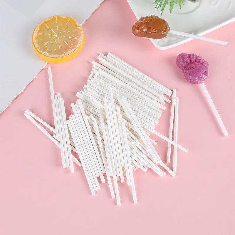 20/80Pcs Plastic Lollipop Stick Safe White Cake Sucker Sticks for Chocolate Sugar Candy Lollypop DIY Mold Bakeware Tool