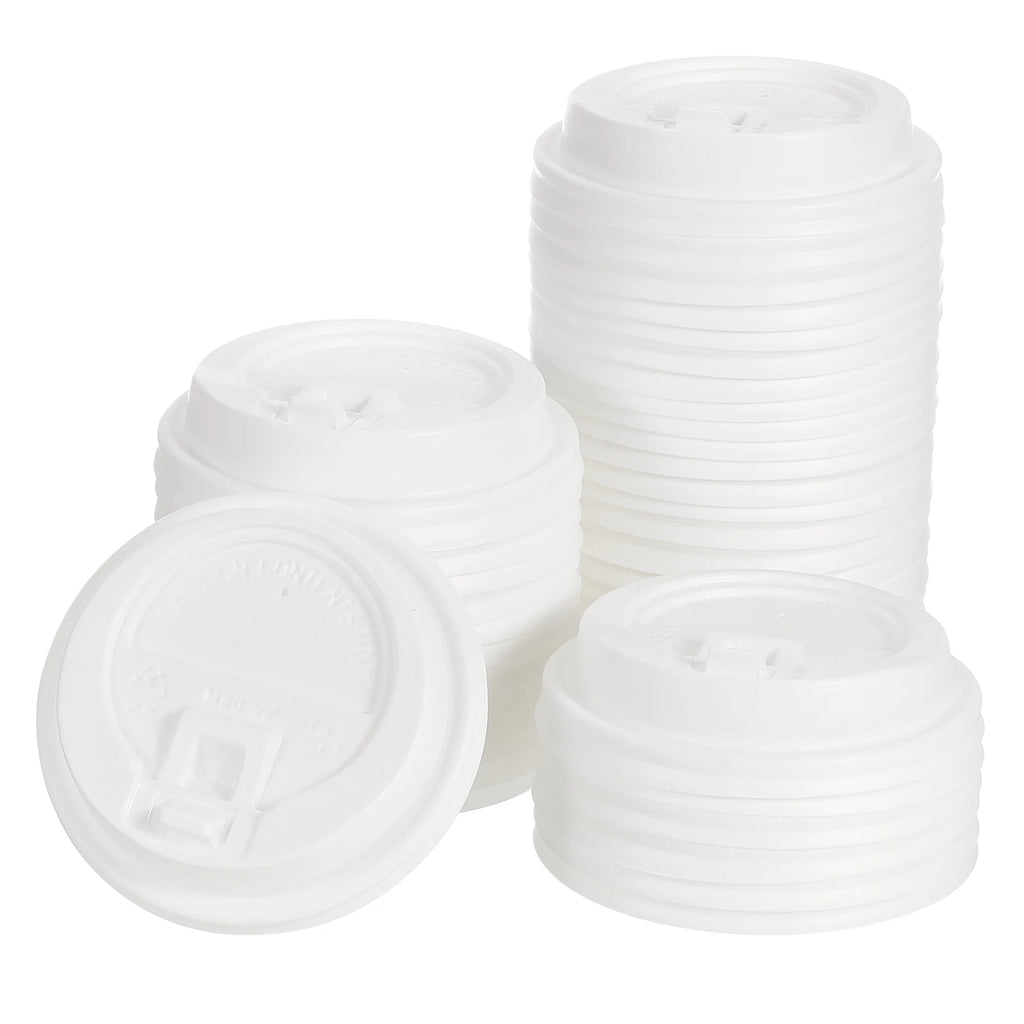 50 Count Disposable Coffee Cups Lids 80Mm Plastic Lids for 8OZ Coffee Cups Suitable for Cold and Hot Drinks Milk Tea White Black