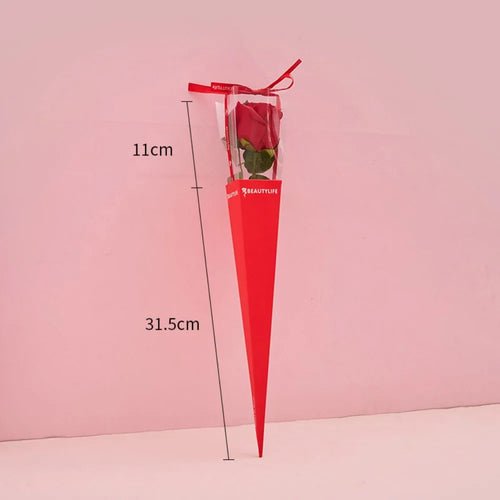 10Pcs Clear Window Bouquet Box Single Rose Bouquet Wrapping Paper Valentine'S Day Flower Art Box Gift Box Paper Bags Cases