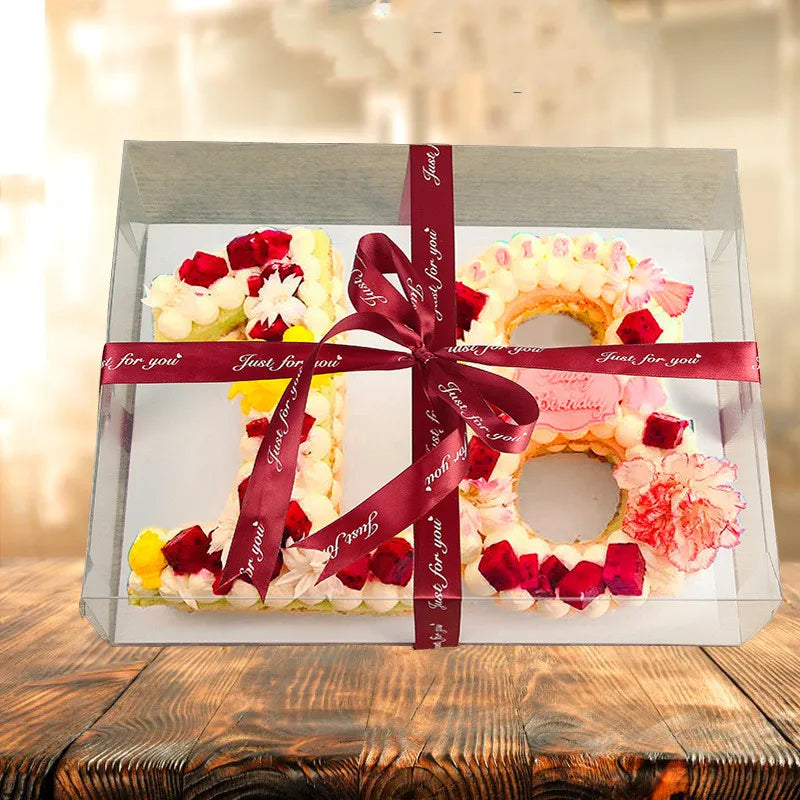Super Large Transparent Packaging Box Flower Cupcake Flower Gift Boxes Cases Birthday Cake Box Red Single Layer Cake Containers