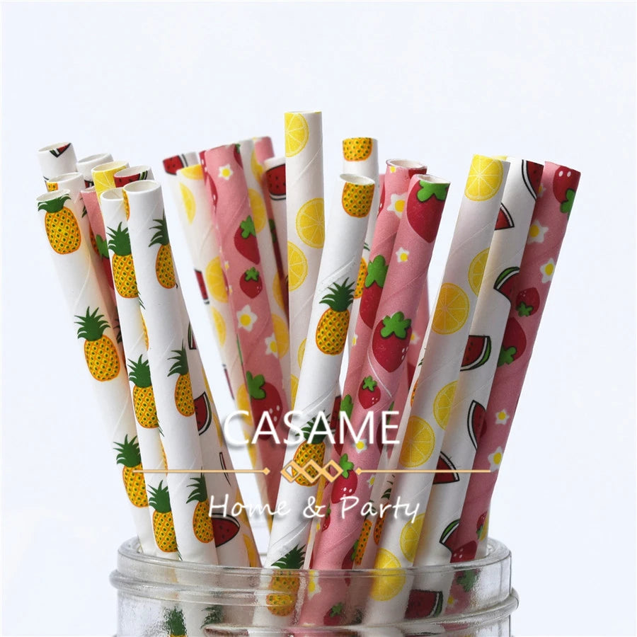 25Pcs Metallic Gold Heart Star Foil Stripe Paper Straws Silver Chevron Wedding Party Decor