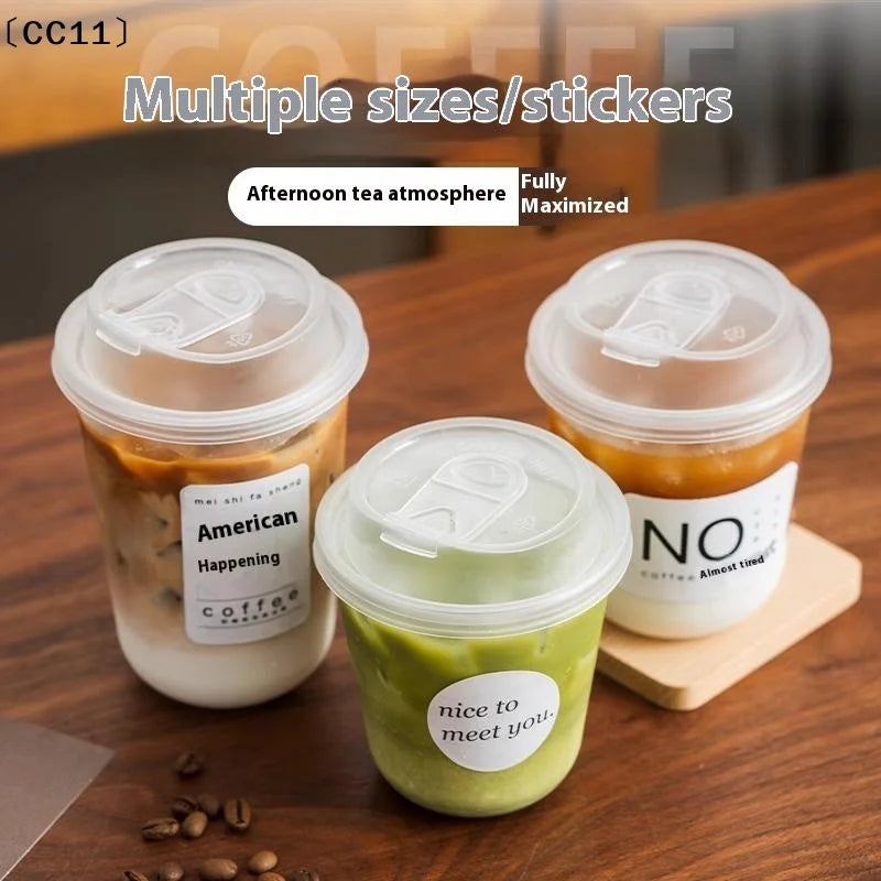 10Pcs Transparent Coffee Cups with Lids U-Shaped Disposable Cups for Hot Drink Milk Tea Takeaway Beverage Cups〔Cc11〕