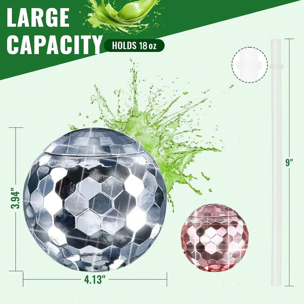6-24PCS Disco Ball Cups Birthday Party Cups Beverage Cocktail Cup Wedding Bachelorette Party Favors Disco Party Decorations 18Oz
