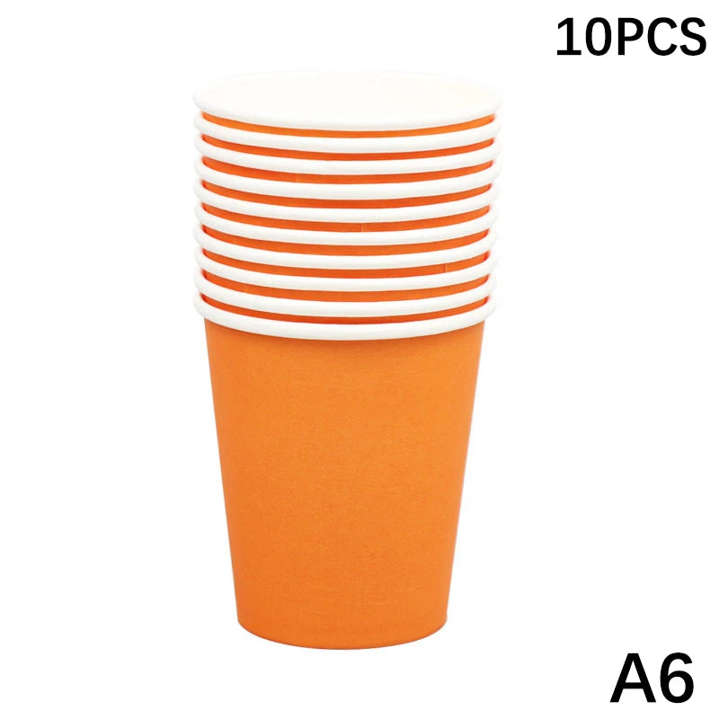 10PCS 9Oz/250Ml Solid Color Thick Paper Cup Disposable Cup Wedding Birthday Party Disposable Tableware Disposable Paper Cup Set