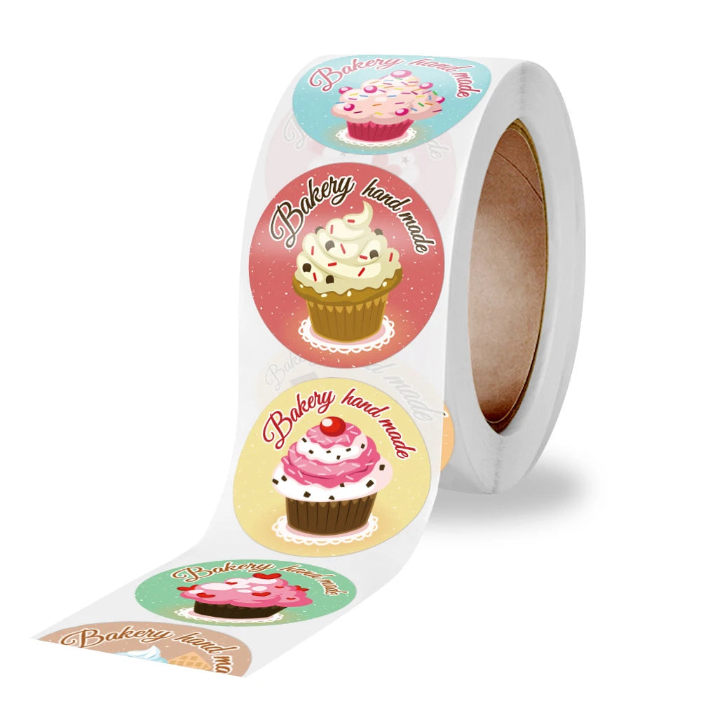 50-500Pcs 1Inch Cute Cake Baking Handmade Stickers Party Gift Wrapping Thank You DIY Decoration Label