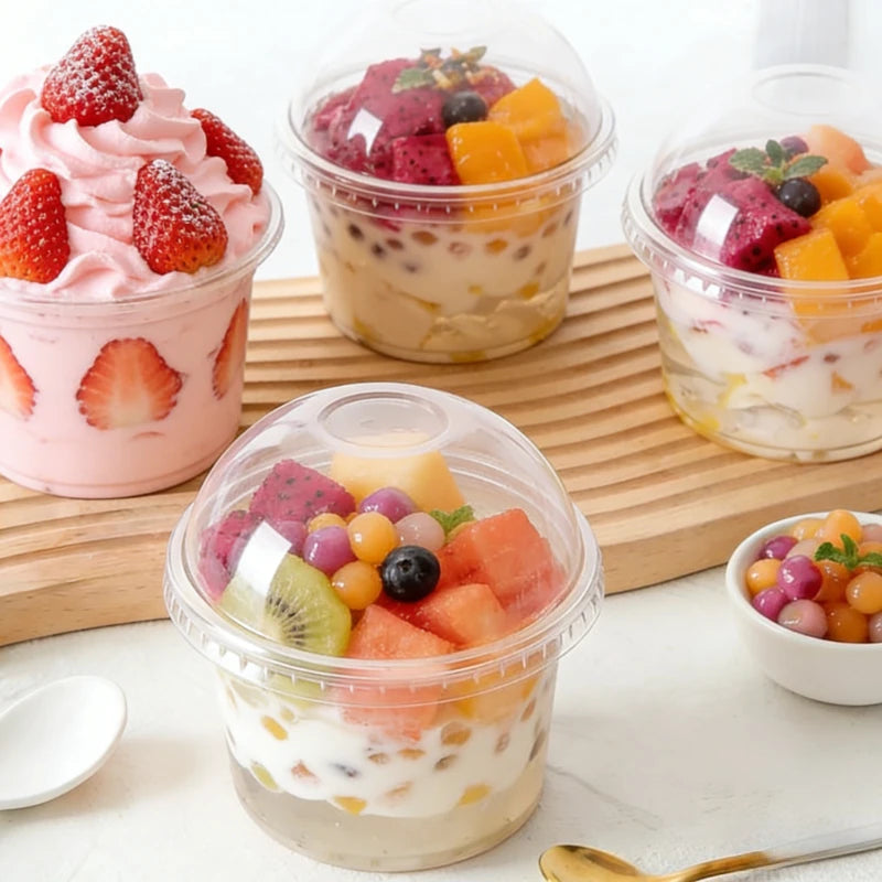 50PCS Disposable Dessert Cups with Lids Ice Cream Cup for Baking Wedding Party Festival Supplies Jelly Yogurt Plastic Cup
