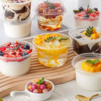 50PCS Disposable Dessert Cups with Lids Ice Cream Cup for Baking Wedding Party Festival Supplies Jelly Yogurt Plastic Cup
