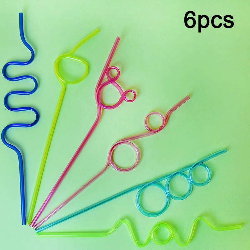 6/8/12/15Pcs a Variety of Fun, Reusable Spiral Straws, Perfect for Birthday Parties, Bars, and Weddings