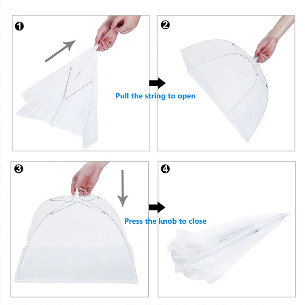 Kitchen Foldable Food Mesh Cover Anti-Fly Umbrella Tent Cover Vegetable Fruit Breathable Insect-Proof Lid Food Protection Gadget