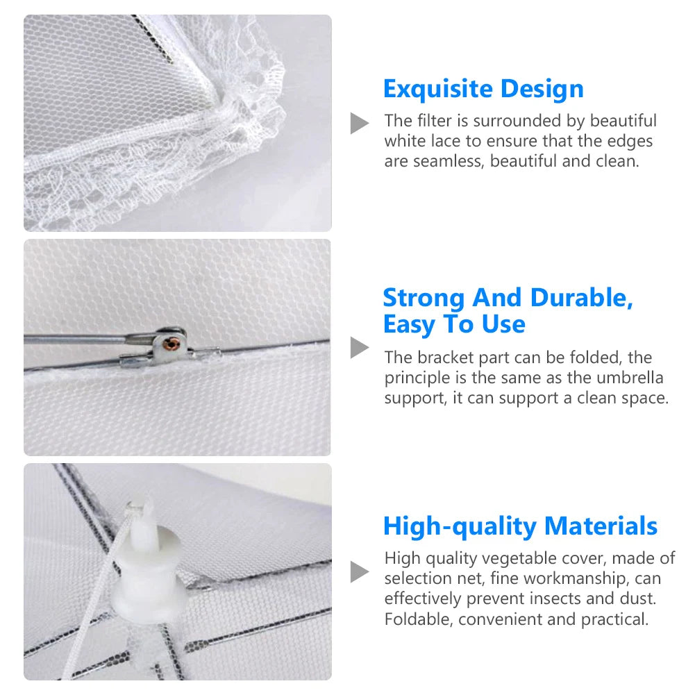 Kitchen Foldable Food Mesh Cover Anti-Fly Umbrella Tent Cover Vegetable Fruit Breathable Insect-Proof Lid Food Protection Gadget